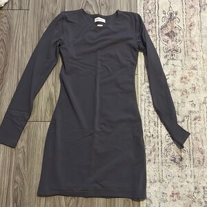 Aritzia Gray Fitted Bodycon Long Sleeve Dress